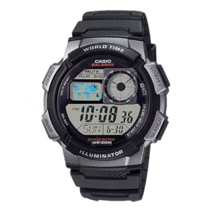 Casio AE-1000W-1B Timeless Collection, gunmetal grey polymer case, black polymer strap, digital sport watch