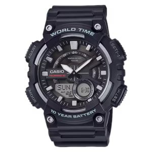 Casio AEQ-110W-1A Timeless black polymer sport ana-digi watch