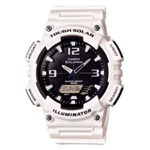 Casio AQ-S810WC-7A Timeless Collection white resin case and strap, black dial, Ana-Digi sport watch
