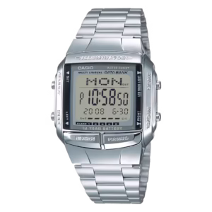 Casio DB-360-1A Timeless vintage silver rectangular chrome-plated polymer case stainless steel digital quartz watch