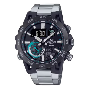 Casio ECB-40DB-1A Edifice men's black polymer and silver stainless-steel ana-digi sport watch