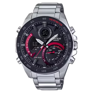 Casio ECB-900DB-1A Edifice silver and black stainless steel men's ana-digi watch