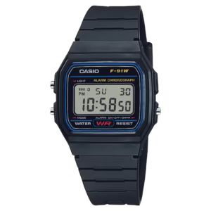 Casio F-91W-1D Timeless Collection black polymer digital watch
