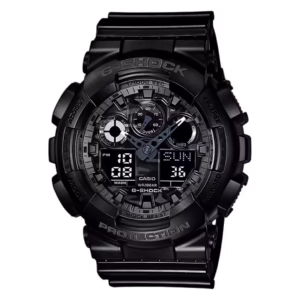 Casio GA-100CF-1A G-Shock black polymer ana-digi sport watch with camouflage print dial