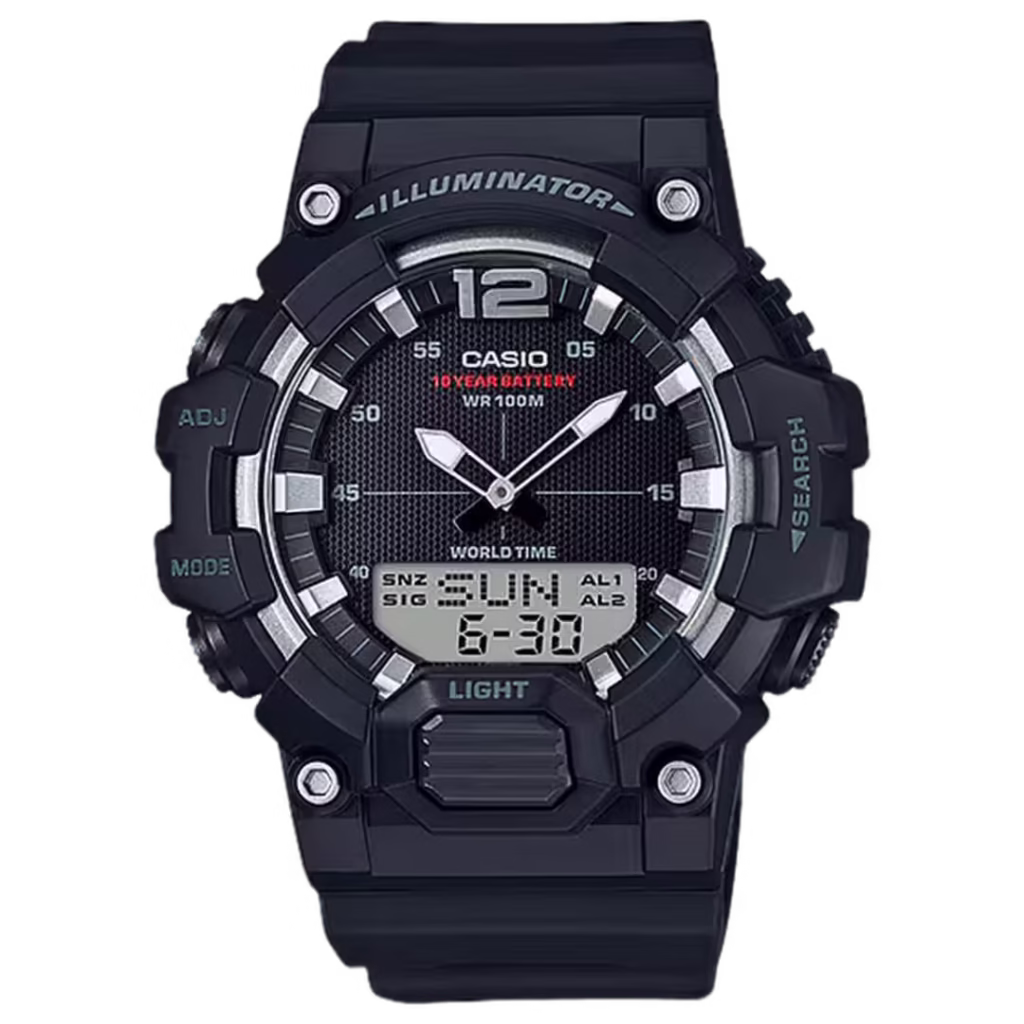 Casio HDC-700-1A — чоловічий спортивний аналогово-цифровий годинник у чорному полімерному корпусі.