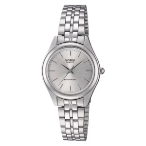 Casio LTP-1129A-7A Timeless Collection silver brass case stainless steel bracelet women's classic analog quartz watch