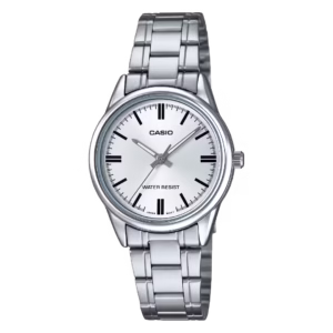 Casio LTP-V005D-7A Timeless silver brass case stainless steel bracelet women's round analog quartz watch