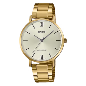 Casio LTP-VT01G-9B Timeless gold brass and stainless steel women's classic analog quartz bracelet watch