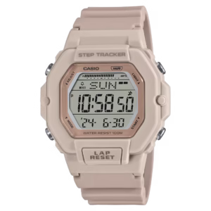 Casio LWS-2200H-4A Timeless pale-pink polymer octagonal digital watch