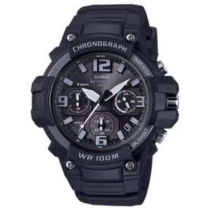 Casio MCW-100H-1A3 black polymer men's sport analog quartz chronograph watch with date window