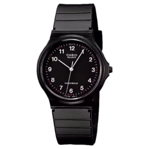 Casio MQ-24-1B Timeless Collection black polymer resin round analog unisex watch