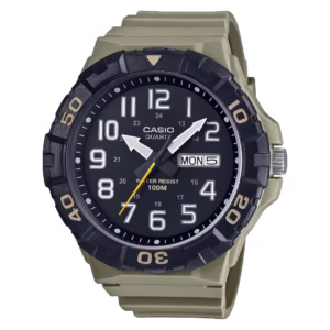 Casio MRW-210H-5A Timeless men's olive green polymer sport analog watch with black dial