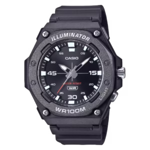 Casio MW-620H-1A Timeless black oversized round resin sport analog watch