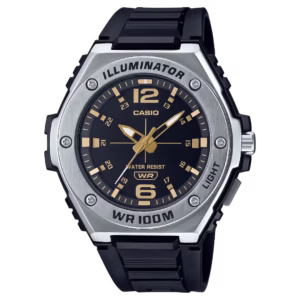 Casio MWA-100H-1A2 Timeless black resin and silver stainless-steel men's sport analog watch