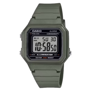 Casio W-217H-3A Timeless olive green resin square digital field watch