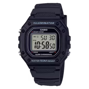 Casio W-218H-1A Timeless black matte resin rectangular digital watch