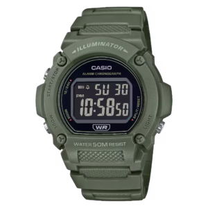 Casio W-219HC-3B Timeless olive green polymer resin digital sport watch