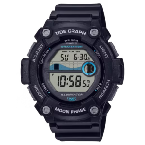 Casio WS-1300H-1A Timeless men's black resin sport watch with grey digital dial