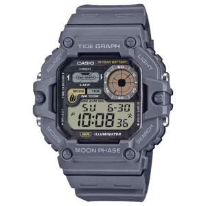 Casio WS-1700H-8A Timeless men's sport octagonal grey resin case, grey resin strap, black digital dial watch